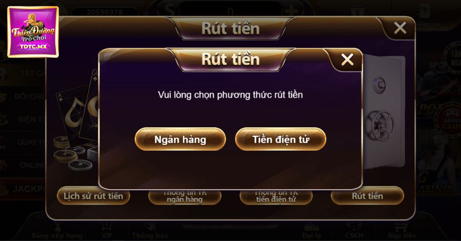 Rút tiền về ví tiền điện tử USDT