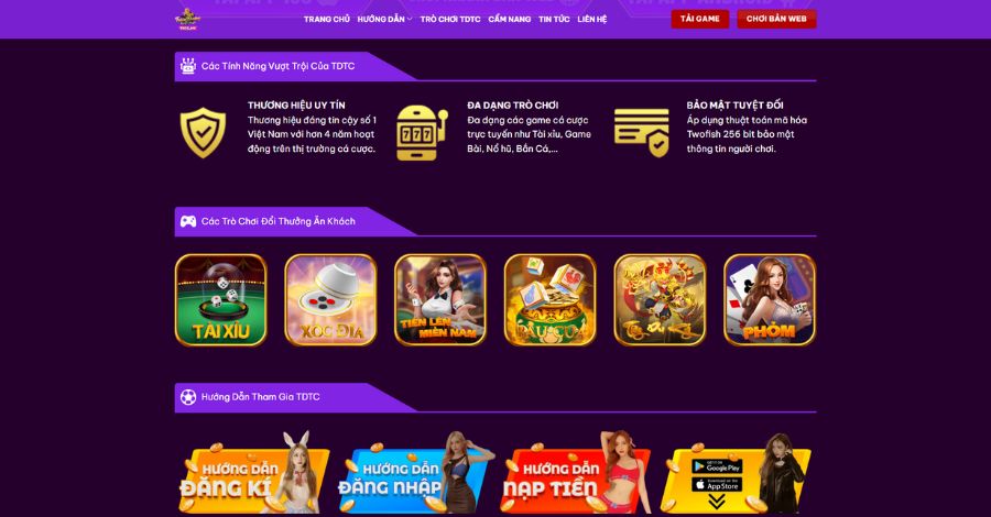 TDTC cung cấp đa dạng các thể loại game đổi thưởng trực tuyến