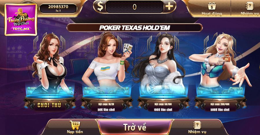 Hướng dẫn luật chơi Poker Texas Hold'em TDTC